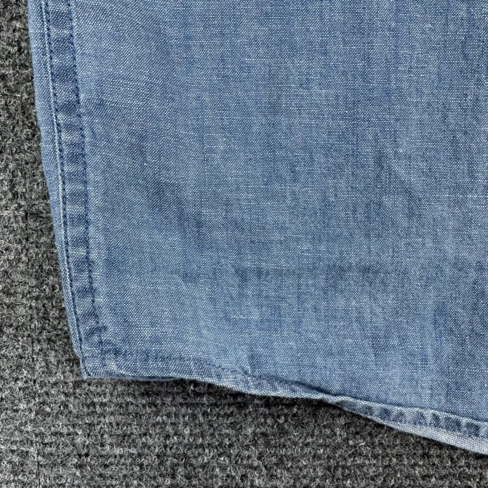Banana Republic Mens‎ XL Blue Chambray Short Sleeve Button Down Untucked Shirt